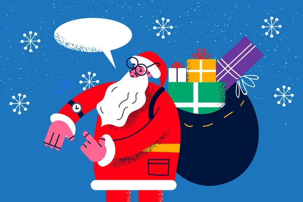 Санта Клаус з подарунками на Різдво. — стоковий вектор
