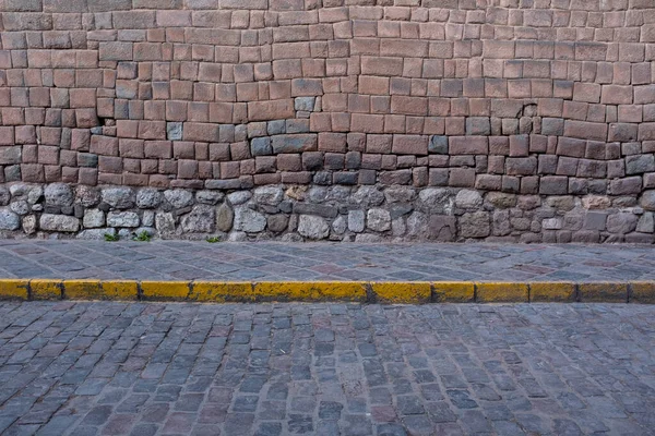 Afbeelding Van Een Muur Cusco Peru Muur Gemaakt Van Steen — Stockfoto