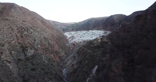 Wideo Kopalni Soli Salineras Maras Maras Cusco Peru Naturalna Sól — Wideo stockowe