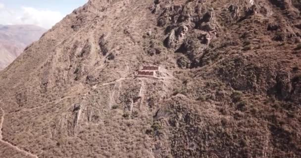 Video Aereo Vecchie Rovine Urubamba Cusco Rovine Inca Nel Mezzo — Video Stock