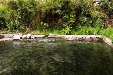 Peru And Dağları 'ndaki balık çiftliği. Kutsal Vadi Cusco 'da alabalık dolu bir havuz..