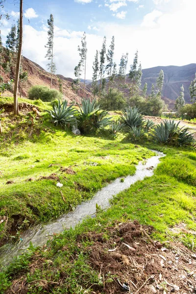 Imagem Canal Água Cusco Peru Infra Estruturas Água Para Agricultura — Fotografia de Stock