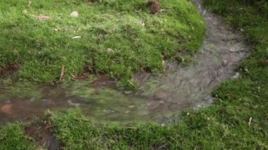Cusco Peru 'daki su kanalı videosu. Tarım için su altyapısı.
