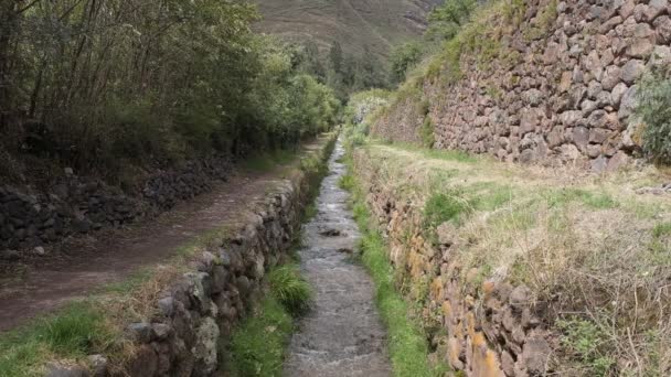 Видео Водного Канала Юкай Перу Старое Строительство Периода Инков Которое — стоковое видео