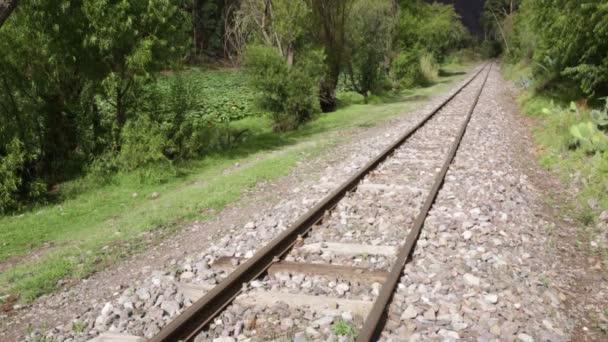 Σιδηροδρομικές Γραμμές Στην Ύπαιθρο Των Περουβιανών Άνδεων Αγροτική Σκηνή Στην — Αρχείο Βίντεο