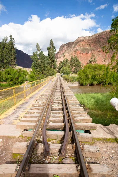 안데스의 지역의 철로입니다 페루의 계곡의 가로지르는 — 스톡 사진