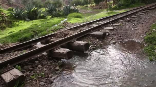 Peru Dağları Nın Kırsal Kesimlerinde Demiryolu Rayları Var Peru Nun — Stok video