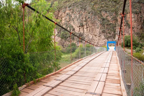 Puente Rural Madera Sobre Río Vilcanota Valle Sagrado Cusco Perú —  Fotos de Stock