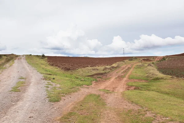 Caminho Rural Campo Peruano Nos Andes Terras Rurais Andinas Cusco — Fotografia de Stock