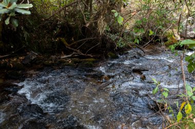 Peru And Dağları 'ndaki doğal su akıntısı. Peru 'nun kutsal vadisinde tatlı su.