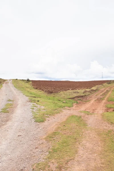 Caminho Rural Campo Peruano Nos Andes Terras Rurais Andinas Cusco — Fotografia de Stock