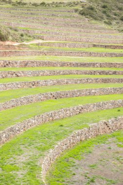 Cusco Peru 'da Moray arkeolojik alanı. İnkalar tarafından yapılan tarım laboratuvarı..