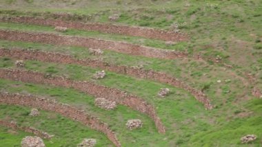 Cusco Peru 'da Moray arkeolojik alanı. İnkalar tarafından yapılan tarım laboratuvarı..