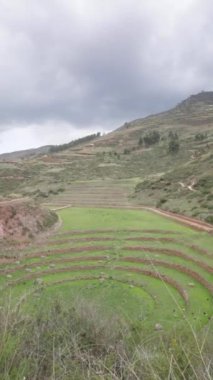 Cusco Peru 'da Moray arkeolojik alanı. İnkalar tarafından yapılan tarım laboratuvarı..