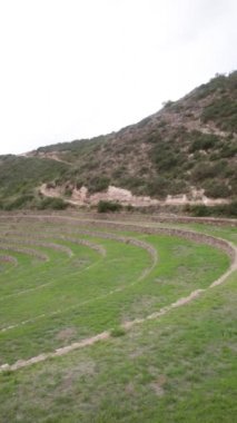 Cusco Peru 'da Moray arkeolojik alanı. İnkalar tarafından yapılan tarım laboratuvarı..