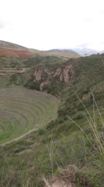 Cusco Peru 'da Moray arkeolojik alanı. İnkalar tarafından yapılan tarım laboratuvarı..