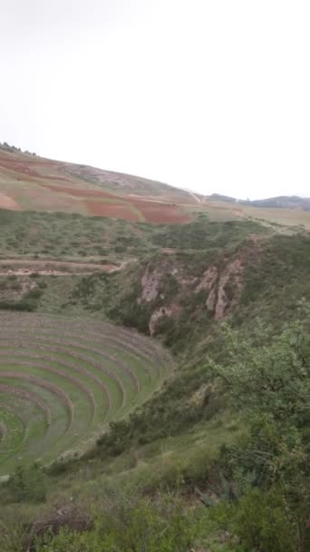 Археологический Сайт Moray Куско Перу Сельскохозяйственная Лаборатория Инков — стоковое видео