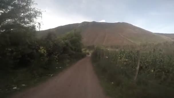 Punto Vista Video Pista Ciclismo Valle Sagrado Escena Andes Peruanos — Vídeos de Stock