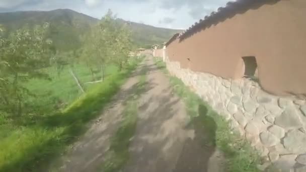 Video Cykelleden Sacred Valley Peruanska Anderna Scen Över Mountainbike — Stockvideo