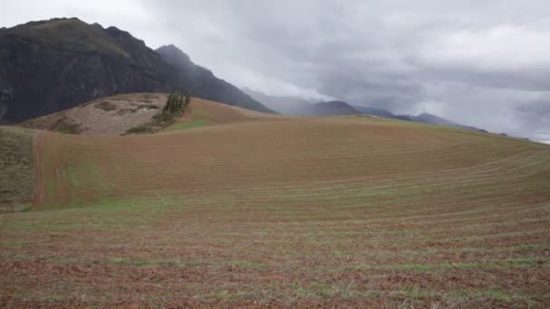 Plowed Field High Mountains Peruvian Andes Sacred Valley Incas Urubamba — Vídeo de Stock