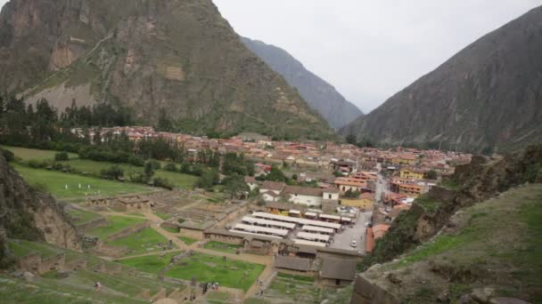 Ollantaytambo Una Fortaleza Ciudad Incas Cusco Perú Antiguo Edificio Valle — Vídeos de Stock