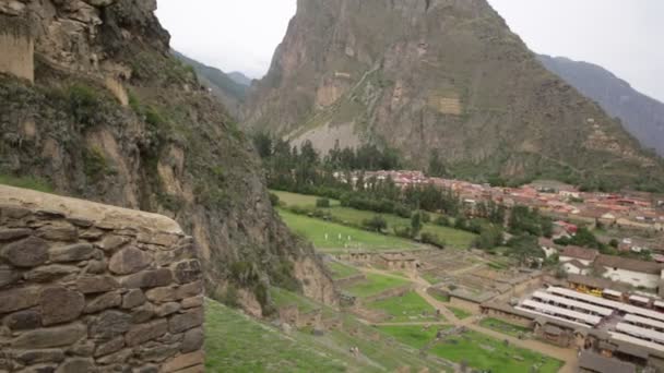 Ollantaytambo Una Fortaleza Ciudad Incas Cusco Perú Antiguo Edificio Valle — Vídeo de stock