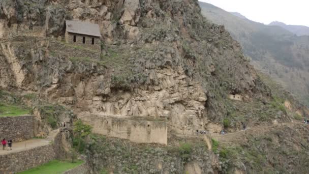 Ollantaytambo Fortress City Incas Cusco Peru Ancient Building Sacred Valley — Stock Video