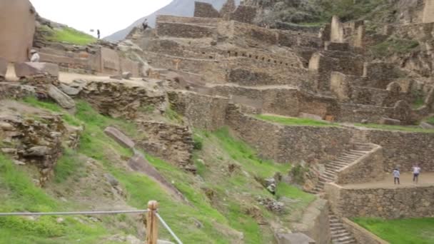Ollantaytambo Fortress City Incas Cusco Peru Ancient Building Sacred Valley — 图库视频影像