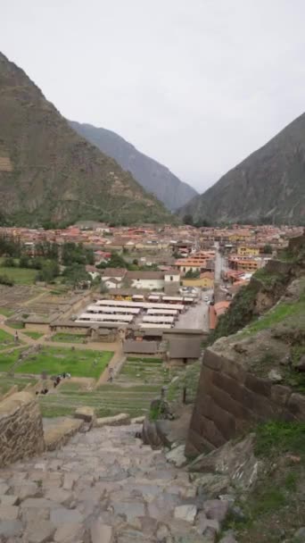 Ollantaytambo Una Fortaleza Ciudad Incas Cusco Perú Antiguo Edificio Valle — Vídeo de stock