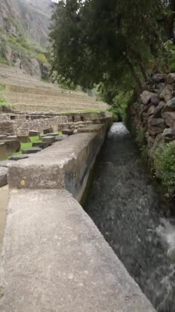 Canaux Irrigation Ollantaytambo Une Forteresse Ville Des Incas Cusco Pérou — Video