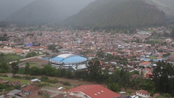 Giornata Delle Piogge Nella Città Urubamba Cusco Perù Città Principale — Video Stock