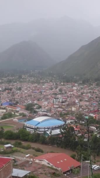 Hari Hujan Kota Urubamba Cusco Peru Kota Utama Dari Lembah — Stok Video