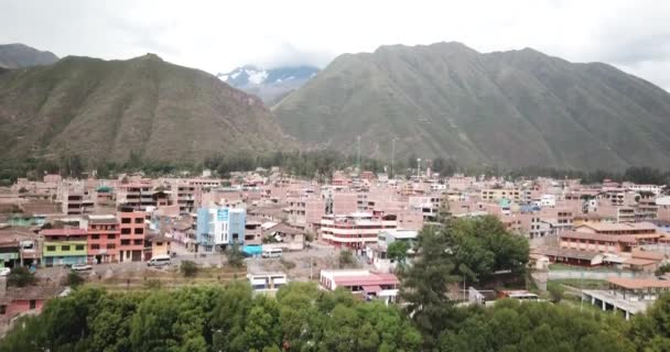 View Aerial Urubamba City Sacred Valley Peru City Peruvian Andes — Stock videók