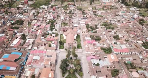 View Urubamba City Cusco Peru View Urumbaba Downtown Mainsquare Cathedral — 图库视频影像