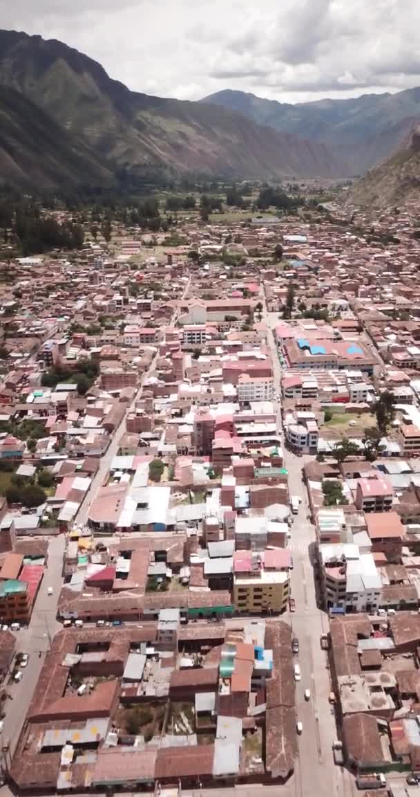 View Aerial Urubamba City Sacred Valley Peru City Peruvian Andes — 图库视频影像