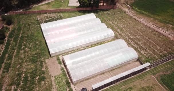 Aerial View Greenhouse Rural Side Urubamba Cusco Agriculture Technology Sacred — Wideo stockowe