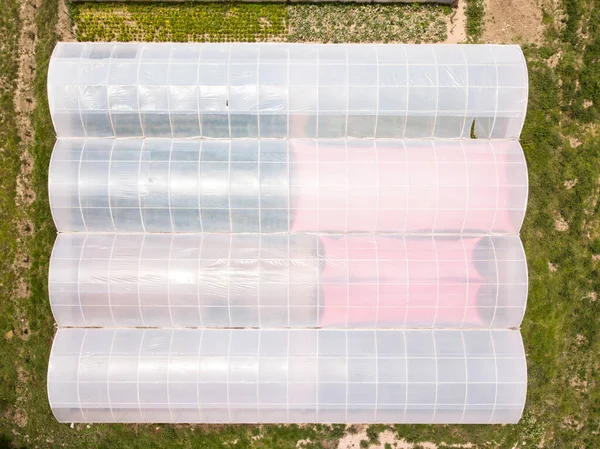 Aerial View Greenhouse Rural Side Urubamba Cusco Agriculture Technology Sacred — Stockfoto