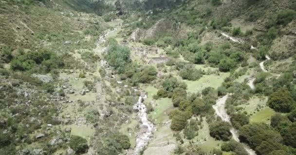 Aerial View Landscapes Chupani Village Middle Peruvian Andes Small Community — Αρχείο Βίντεο