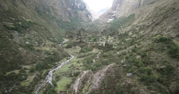 Aerial View Landscapes Chupani Village Middle Peruvian Andes Small Community — Αρχείο Βίντεο