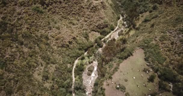 Aerial View Landscapes Chupani Village Middle Peruvian Andes Small Community — Wideo stockowe