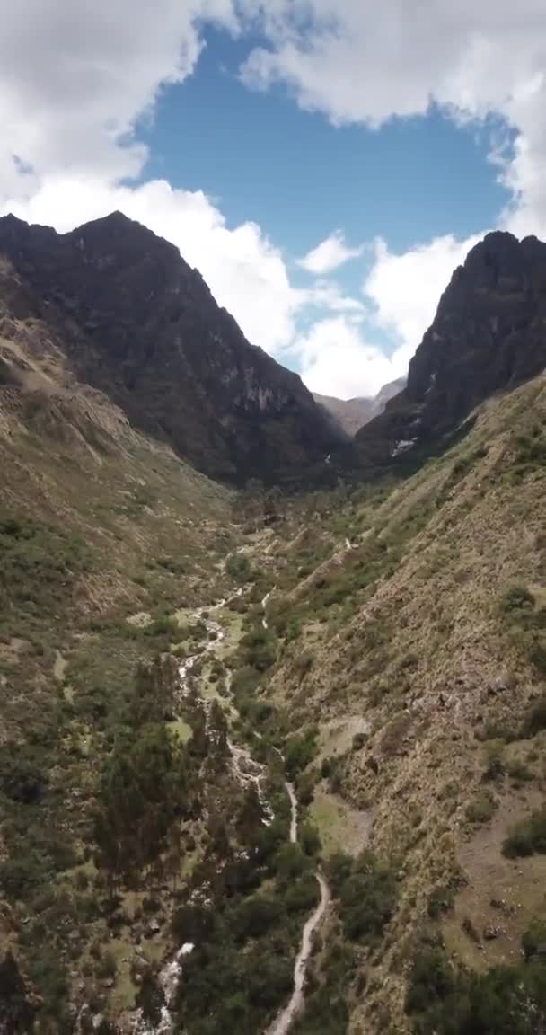 Aerial View Landscapes Chupani Village Middle Peruvian Andes Small Community — Video