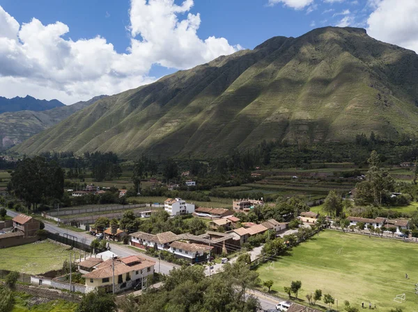 View Agriculture Structure Made Inca Culture Yucay Town Sacred Valley — стоковое фото