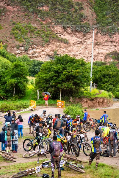 Pichingoto Urubamba Peru Janeiro 2022 Competição Mountain Bike Pichingoto Cusco — Fotografia de Stock