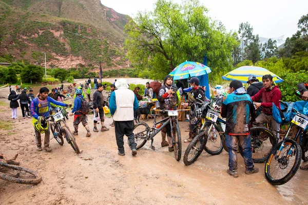 Pichingoto Urubamba Peru Janeiro 2022 Competição Mountain Bike Pichingoto Cusco — Fotografia de Stock