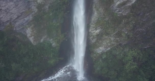 Aerial View Waterfall Peruvian Andes Fresh Water Source High Mountain — Stock Video