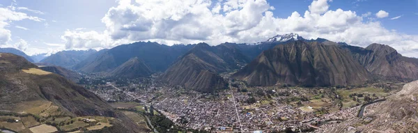 Luftaufnahme Der Stadt Urubamba Heiligen Tal Von Peru Szene Den — Stockfoto