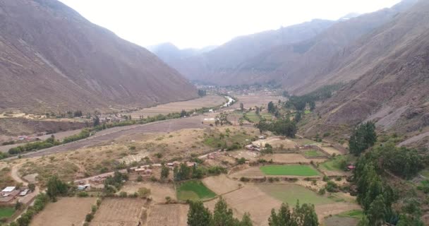 Повітряний Вид Місто Калька Священній Долині Куско Перу Високі Перуанські — стокове відео