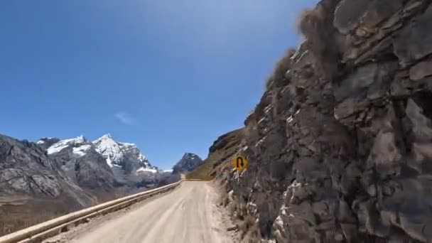 Een Roadtrip Peruaanse Andes Hoge Hoogte Bergtocht Met Auto Het — Stockvideo
