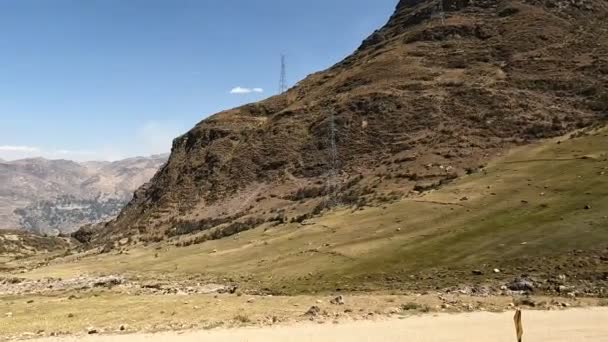 Een Roadtrip Peruaanse Andes Hoge Hoogte Bergtocht Met Auto Het — Stockvideo