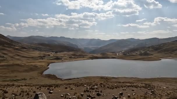 Een Roadtrip Peruaanse Andes Hoge Hoogte Bergtocht Met Auto Het — Stockvideo